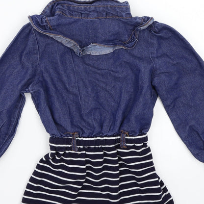 Phelfish Girls Blue Striped  A-Line  Size 9 Years