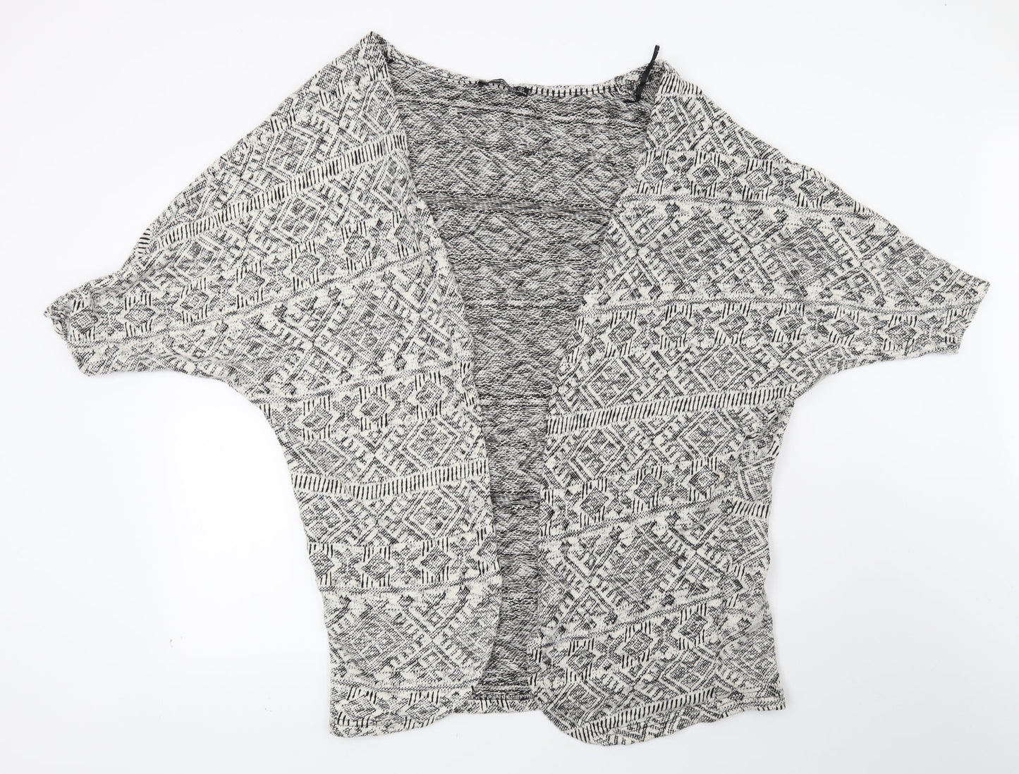 Atmosphere Womens White Geometric  Cardigan Jumper Size S