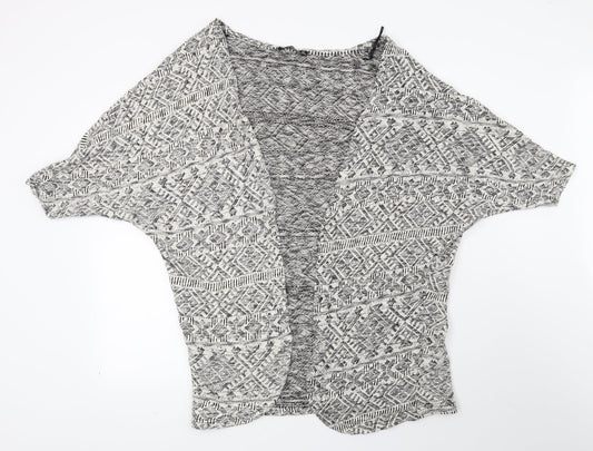Atmosphere Womens White Geometric  Cardigan Jumper Size S