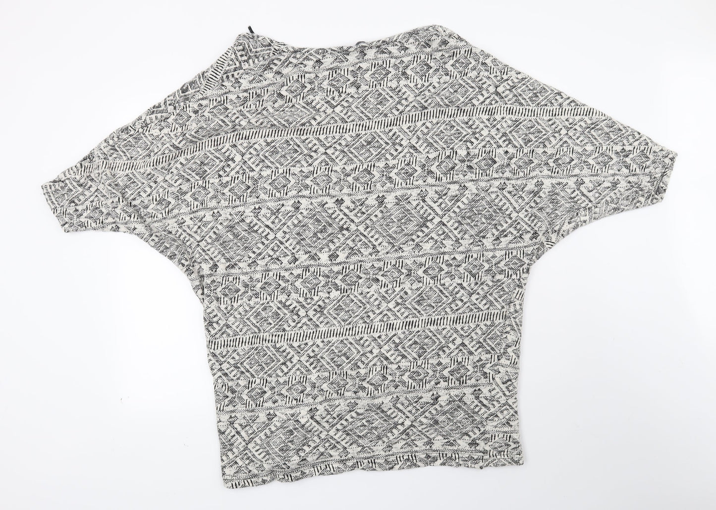 Atmosphere Womens White Geometric  Cardigan Jumper Size S