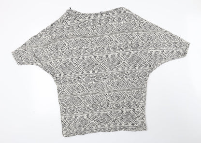 Atmosphere Womens White Geometric  Cardigan Jumper Size S