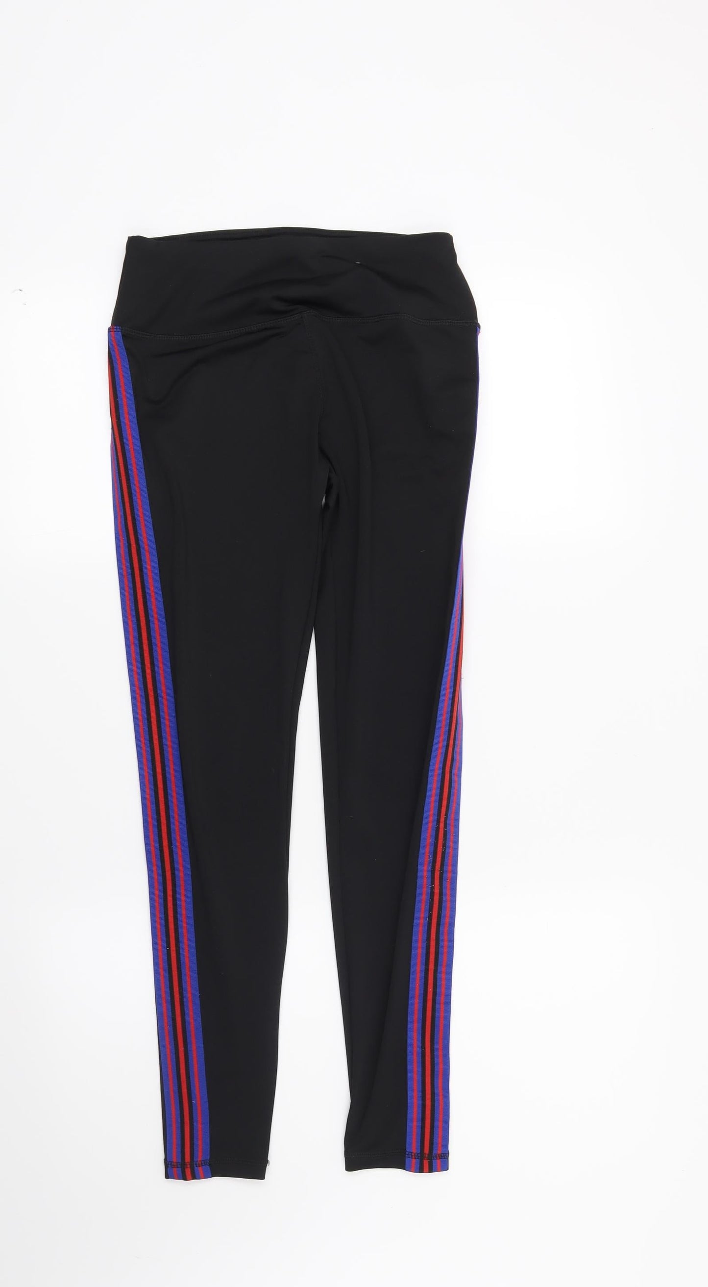 Workout Womens Black Striped  Capri Leggings Size 6 L26 in