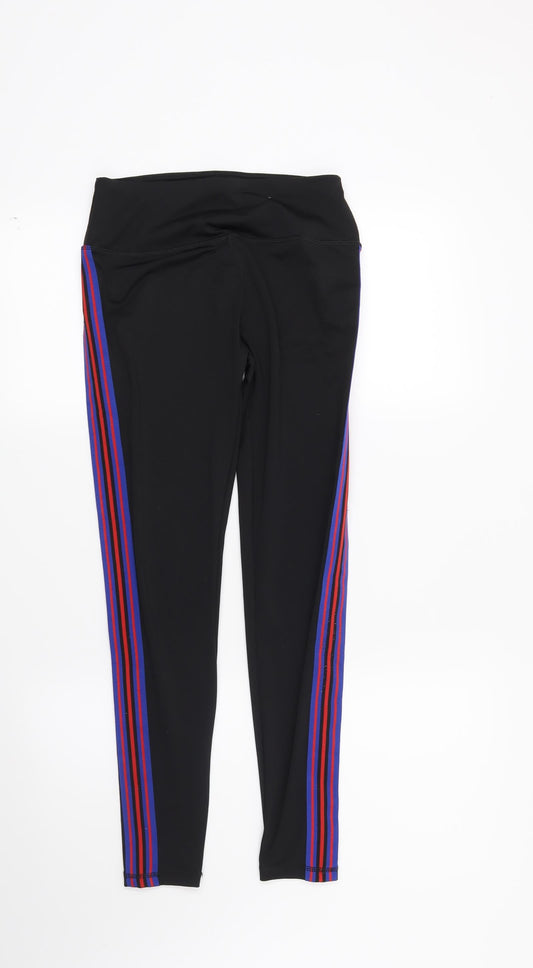 Workout Womens Black Striped  Capri Leggings Size 6 L26 in