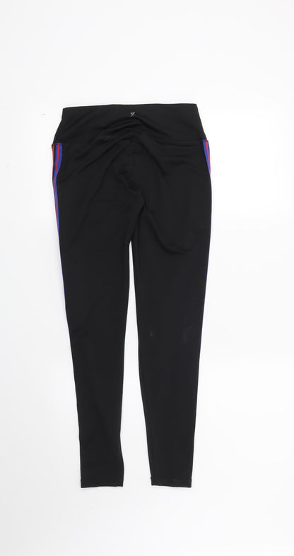 Workout Womens Black Striped  Capri Leggings Size 6 L26 in