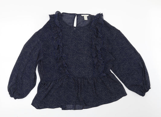 Womens UK Size 10 H&M Blue Basic Blouse