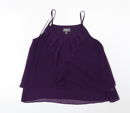Womens UK Size 12 Apricot Purple Basic Blouse