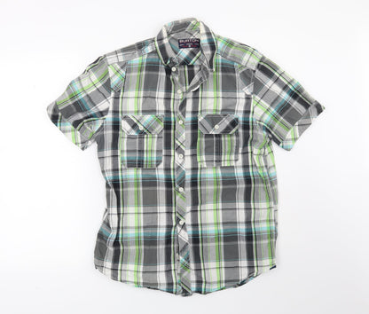 Mens UK Size M Burton Grey  Button-Up Short Sleeve Casual Shirt
