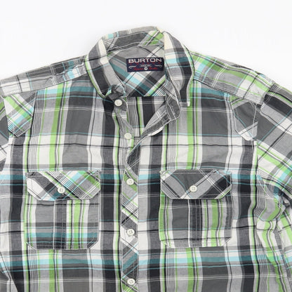 Mens UK Size M Burton Grey  Button-Up Short Sleeve Casual Shirt
