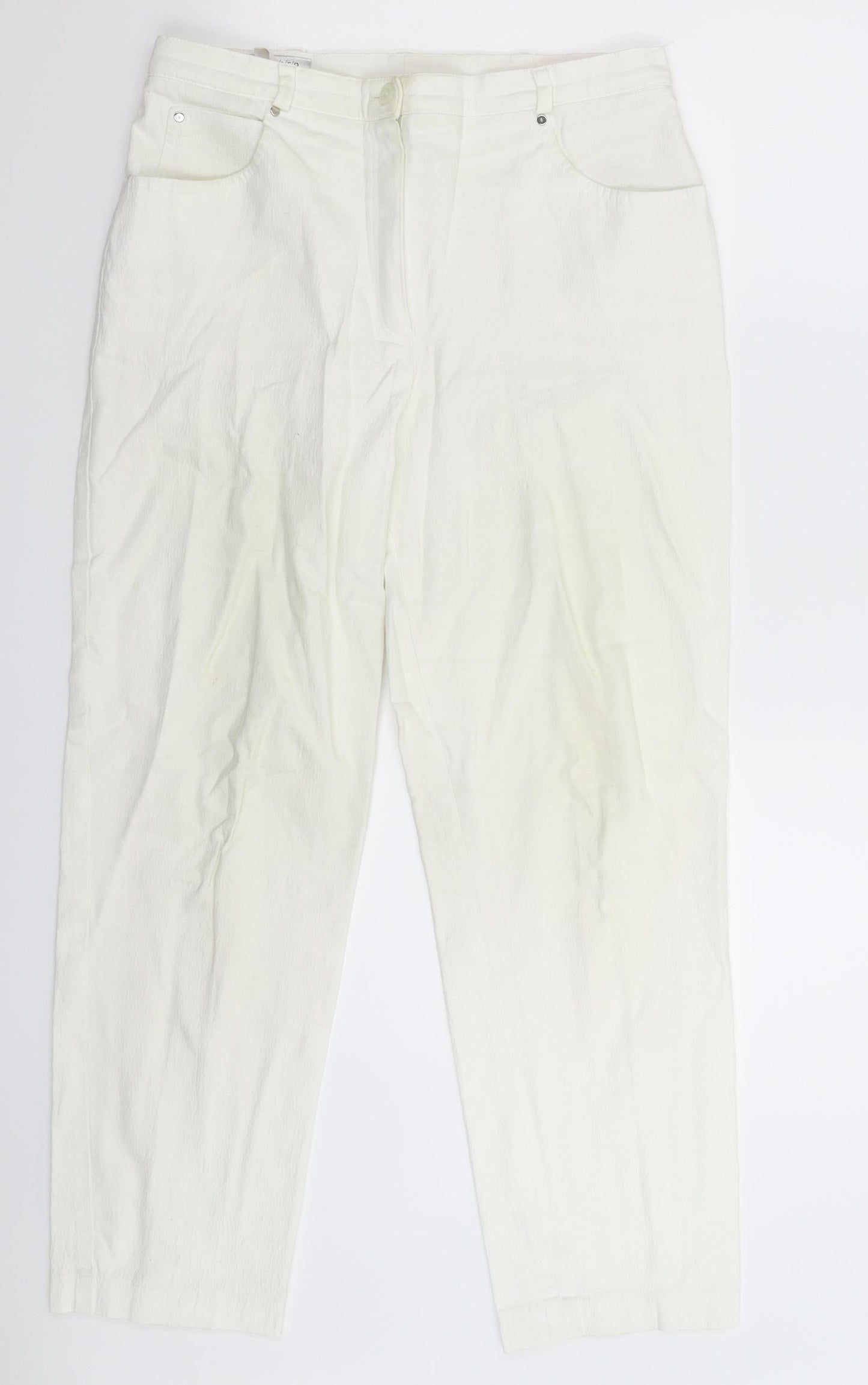 Basler Womens White Extra Slim Cotton Jeans Size 14