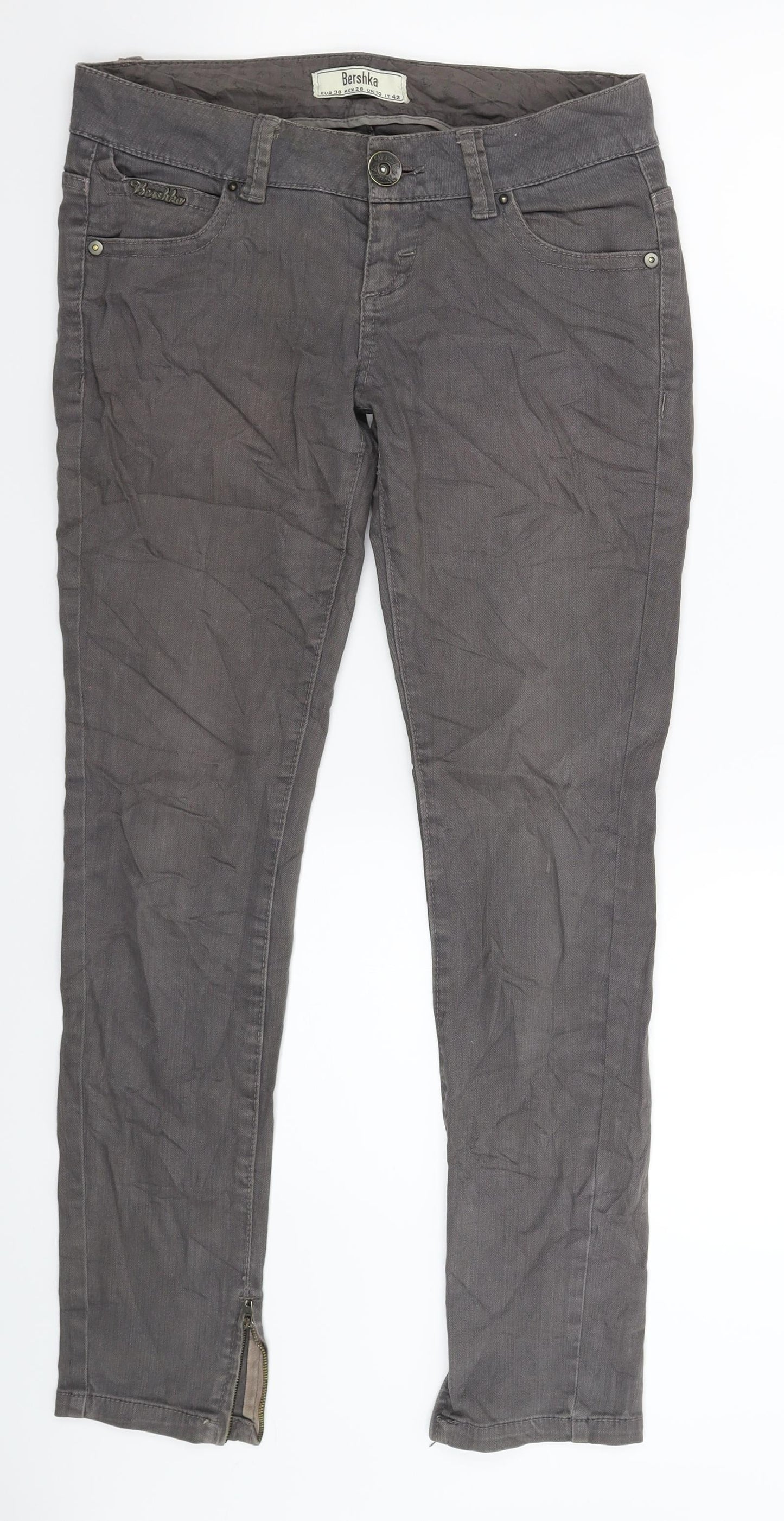 Bershka Womens Grey  Denim Skinny Jeans Size 10 L28 in