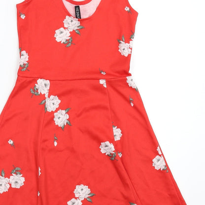 Divided Womens Red Floral  Mini  Size 8