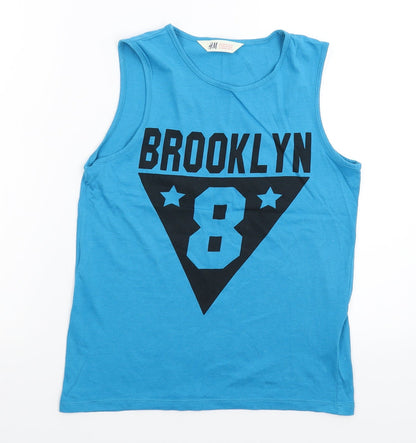 H&M Boys Blue   Basic Tank Size 9-10 Years