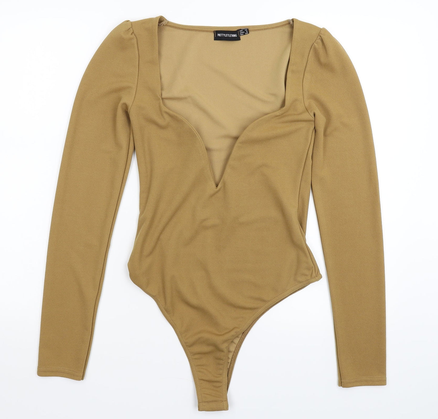 PRETTYLITTLETHING Womens Beige   Bodysuit One-Piece Size 10