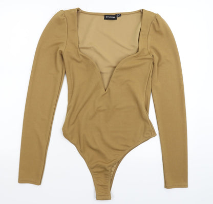 PRETTYLITTLETHING Womens Beige   Bodysuit One-Piece Size 10
