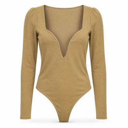 Womens UK Size 10 PRETTYLITTLETHING One-Piece Beige Bodysuit