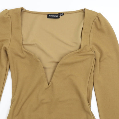 PRETTYLITTLETHING Womens Beige   Bodysuit One-Piece Size 10