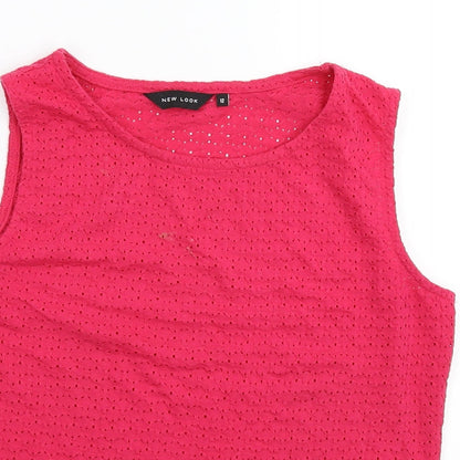 Womens UK Size 12 New Look Pink Basic T-Shirt