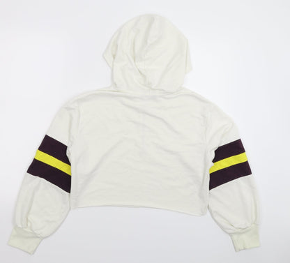 SheIn Womens White Striped  Full Zip Hoodie Size S