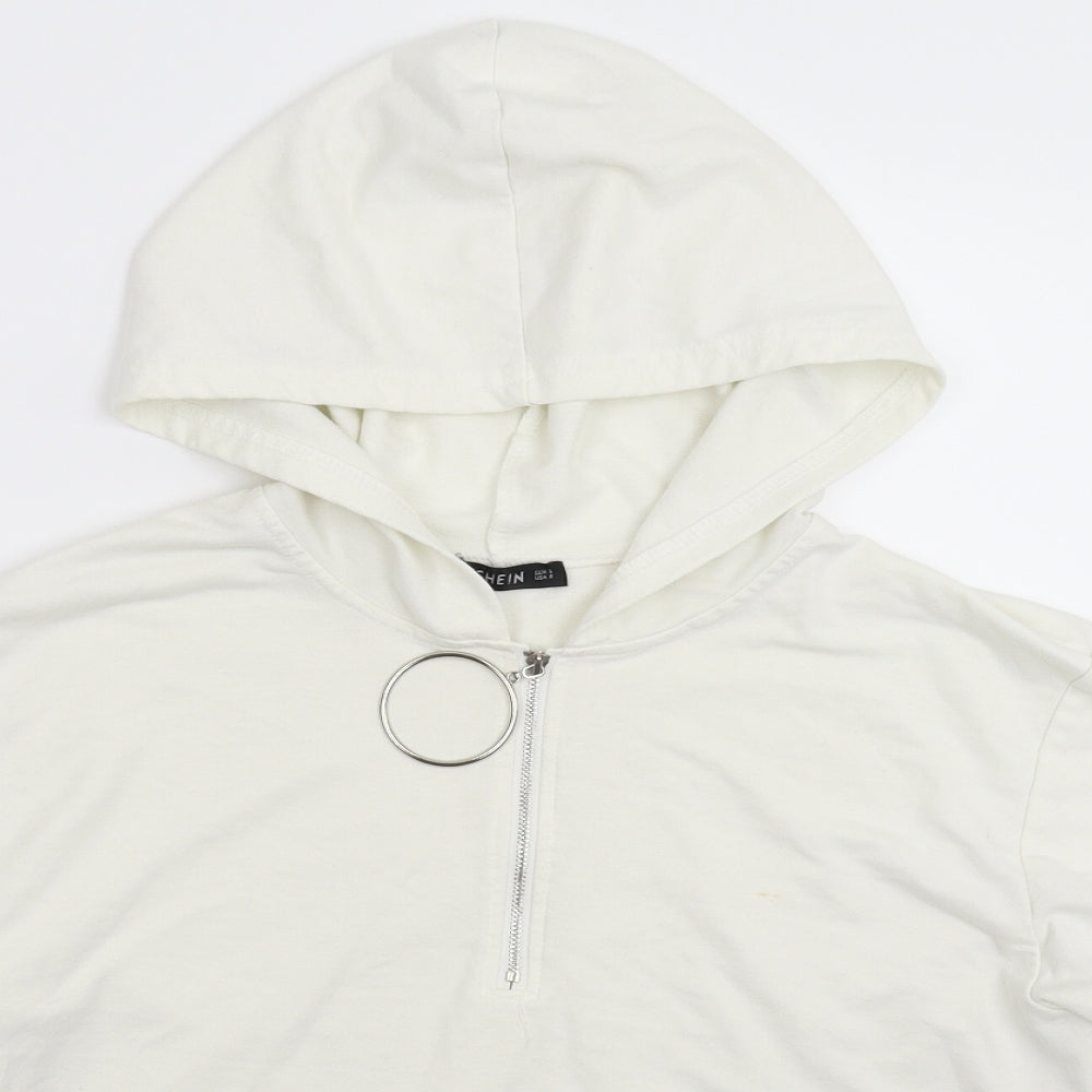 SheIn Womens White Striped  Full Zip Hoodie Size S