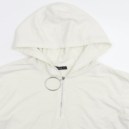 SheIn Womens White Striped  Full Zip Hoodie Size S