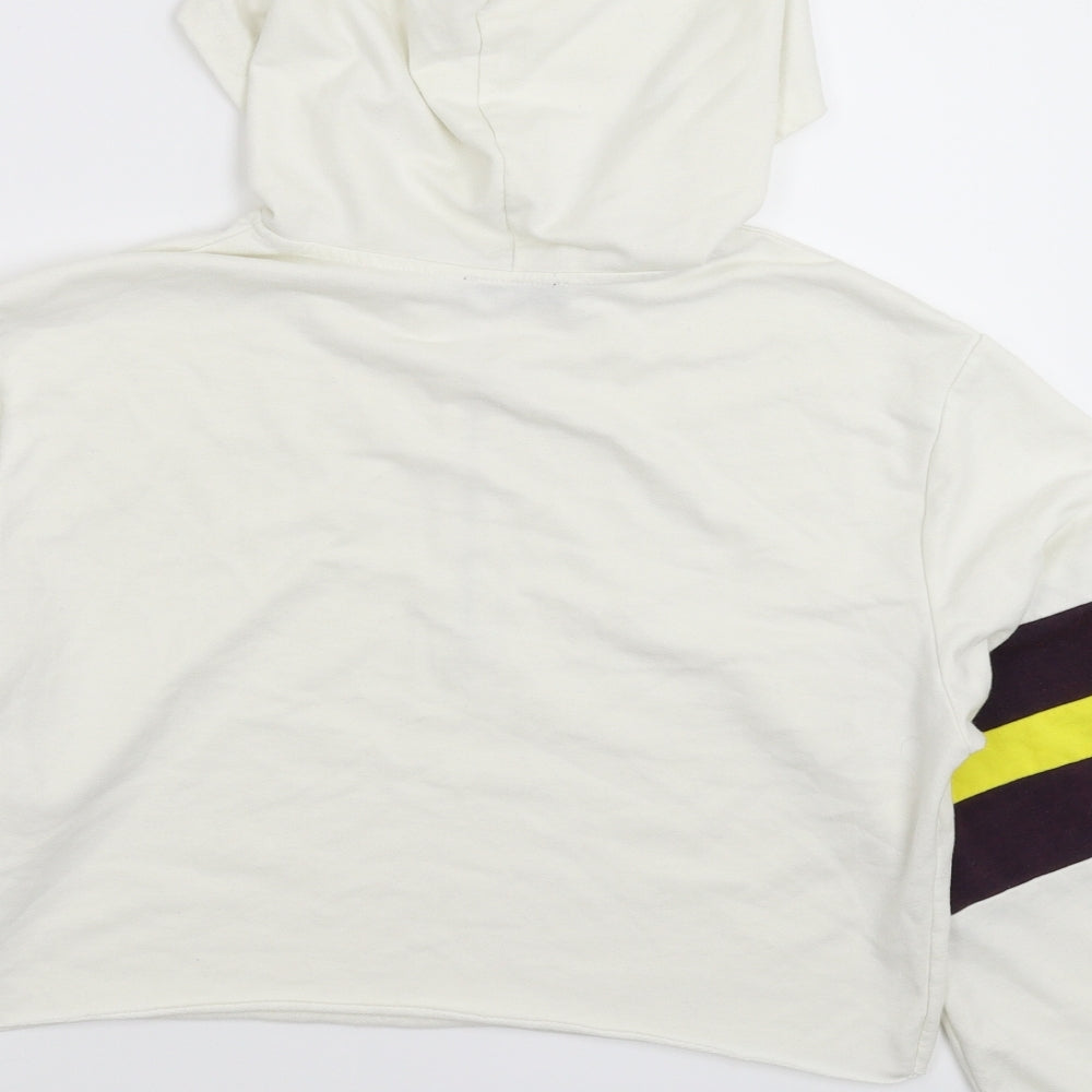 SheIn Womens White Striped  Full Zip Hoodie Size S