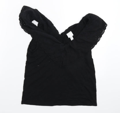 Womens UK Size XS H&M Black Basic T-Shirt