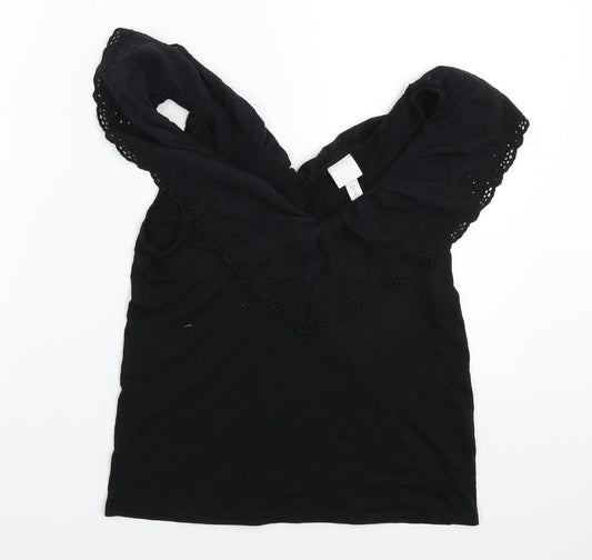 Womens UK Size XS H&M Black Basic T-Shirt
