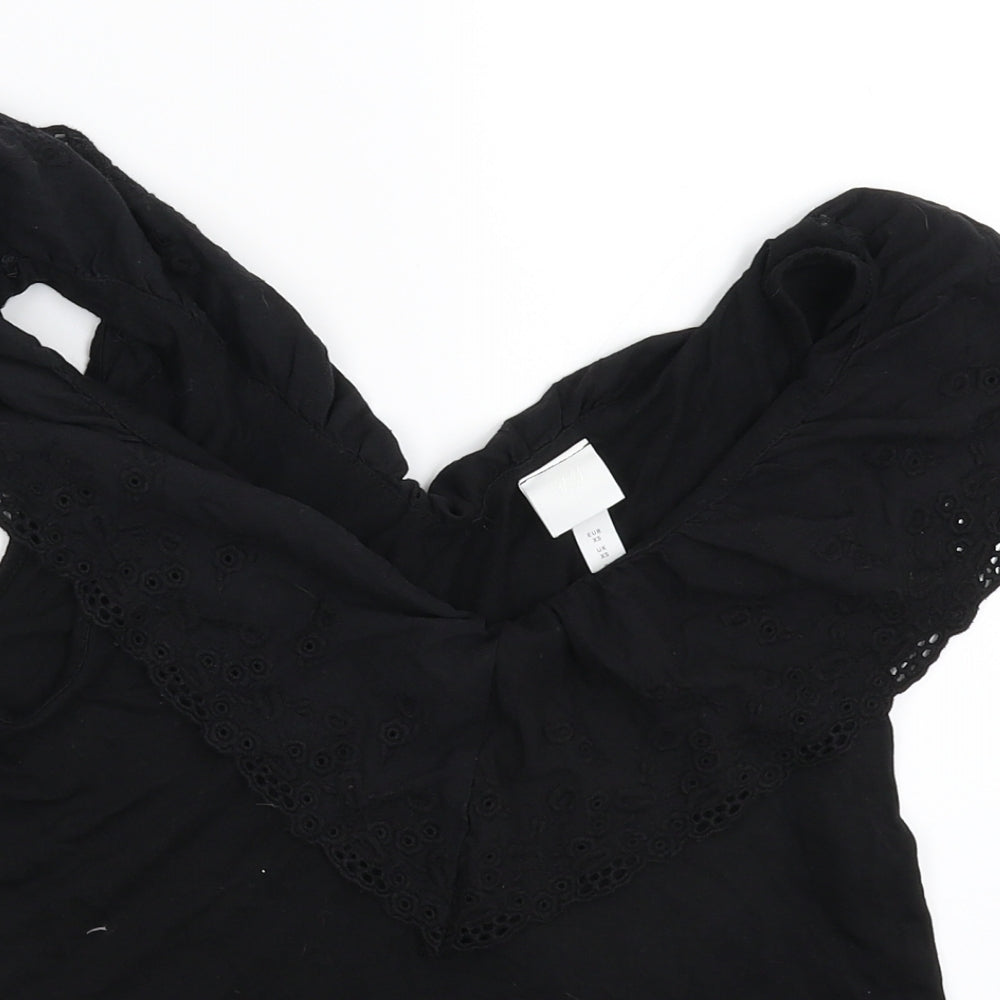 Womens UK Size XS H&M Black Basic T-Shirt