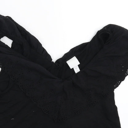Womens UK Size XS H&M Black Basic T-Shirt