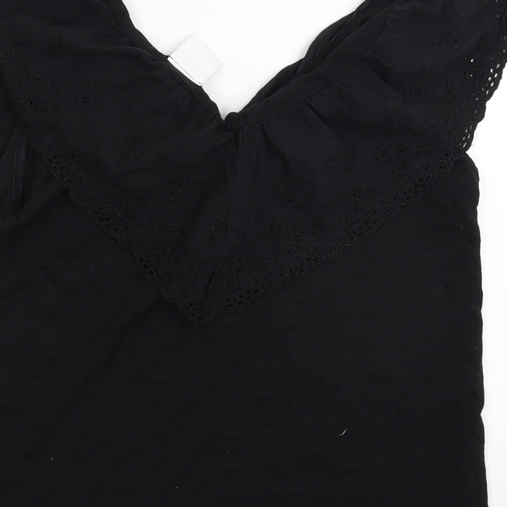 Womens UK Size XS H&M Black Basic T-Shirt