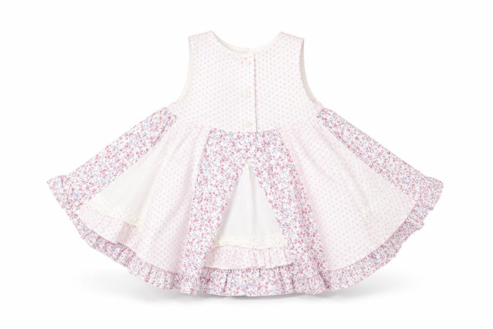 Front view of George girls’ white floral fit & flare, size 3-6, months