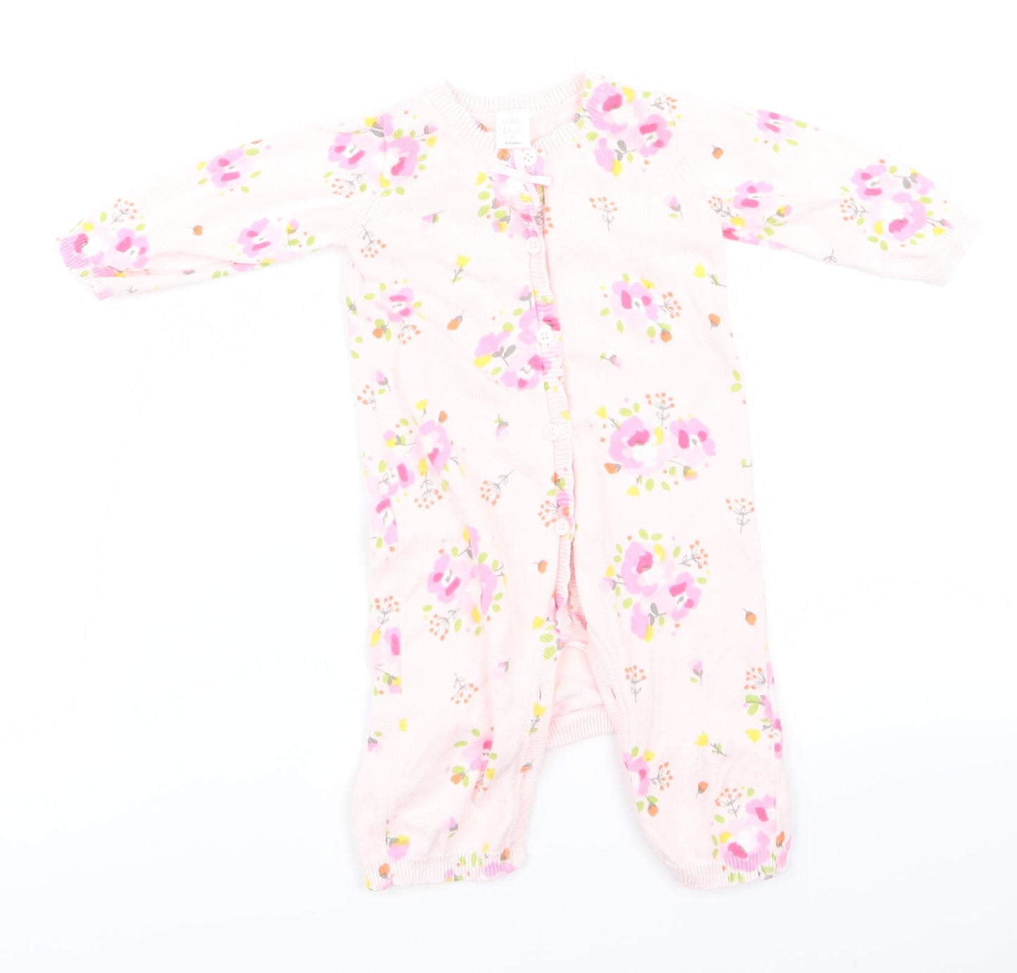 mini blub Girls Pink Floral  Babygrow One-Piece Size 3-6 Months