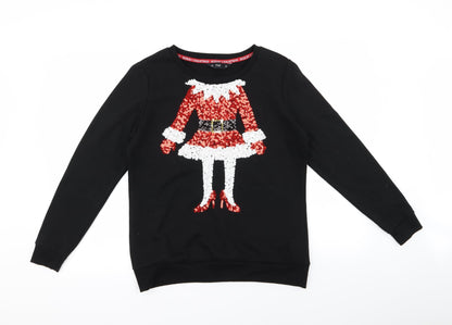 F&F Womens Black   Pullover Jumper Size 10  - santa