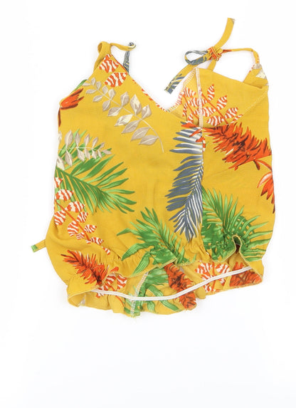 Womens UK Size S Preworn Yellow Cropped Blouse