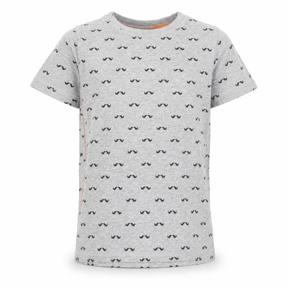 F&F Boys Grey   Basic T-Shirt Size 4 Years  - mustache