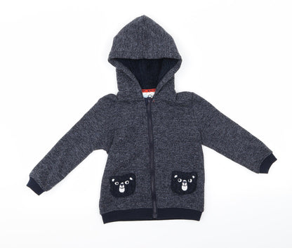 so cute Boys Blue   Full Zip Hoodie Size 5 Years  - Bear
