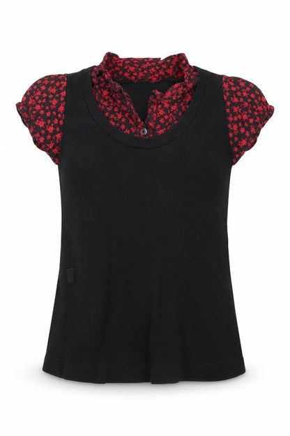 Miss Evie Girls Black   Basic Blouse Size 6-7 Years