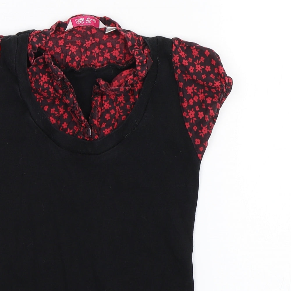 Miss Evie Girls Black   Basic Blouse Size 6-7 Years