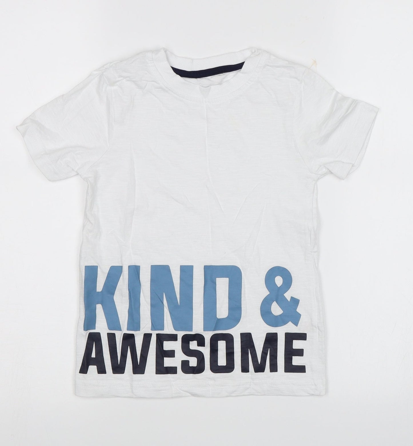 George Boys White   Basic T-Shirt Size 5-6 Years  - Kind and Awesome