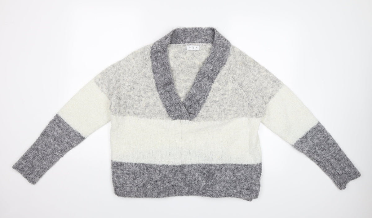Papaya Womens Grey Striped  Pullover Jumper Size M