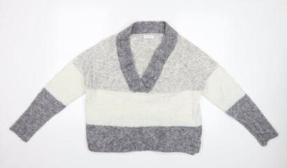 Papaya Womens Grey Striped  Pullover Jumper Size M