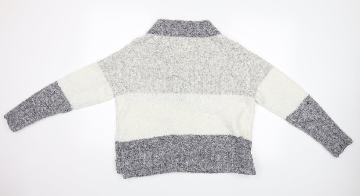 Papaya Womens Grey Striped  Pullover Jumper Size M