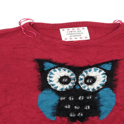 Preworn Womens Red Animal Print  Pullover Jumper Size S  - Christmas Jumper