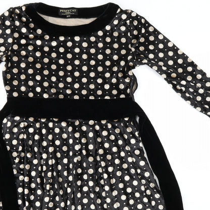 Pussycat Womens Black Polka Dot  Jumper Dress  Size 8