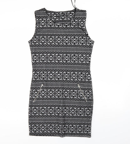 Select Womens Black Geometric  Tank Dress  Size 12