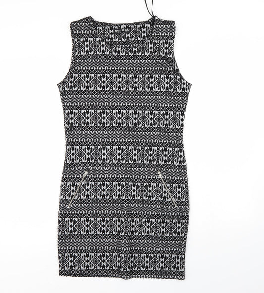 Select Womens Black Geometric  Tank Dress  Size 12