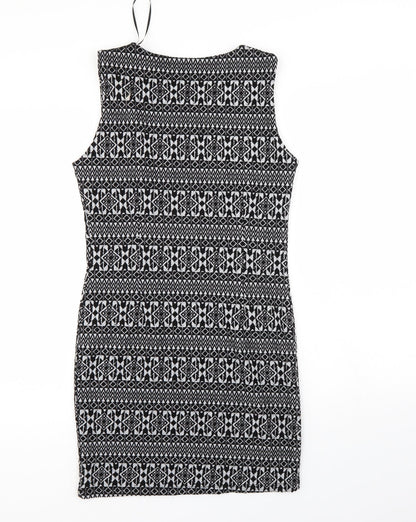 Select Womens Black Geometric  Tank Dress  Size 12