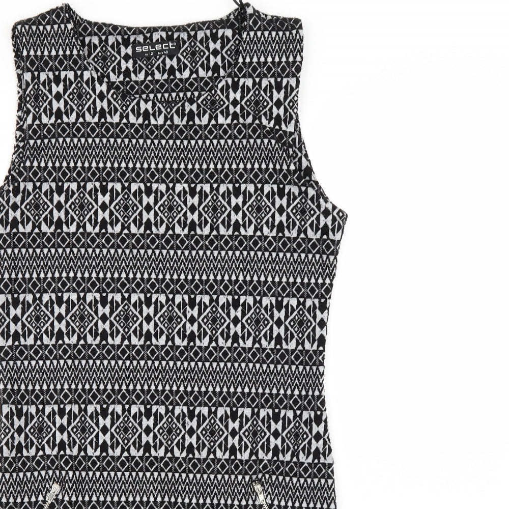 Select Womens Black Geometric  Tank Dress  Size 12