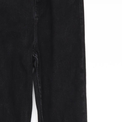 Denim & Co. Womens Black  Denim Straight Jeans Size 10 L25 in - Elastic Waist