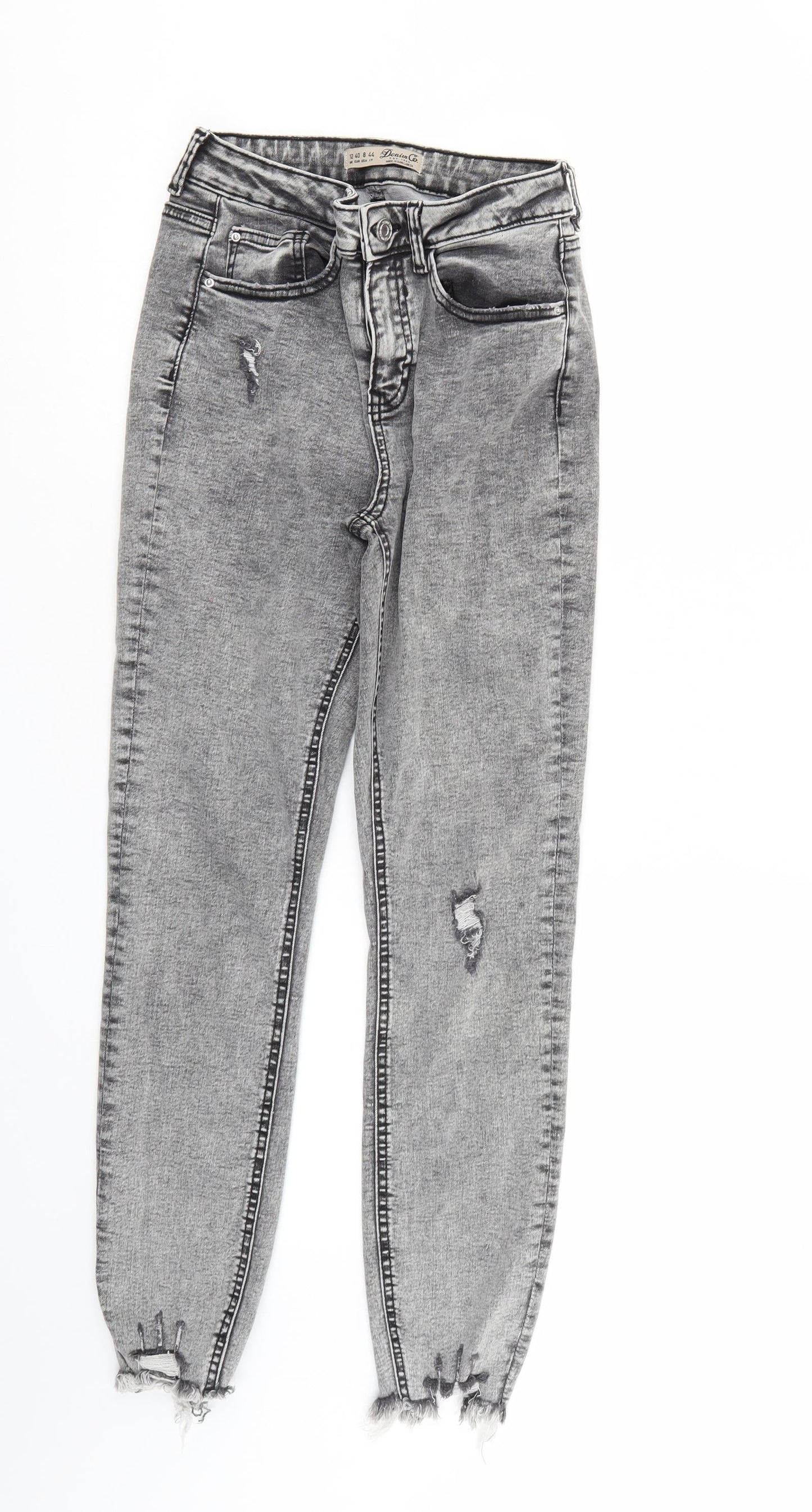 Denim & Co. Womens Grey  Denim Tapered Jeans Size 12 L27 in - Elastic Waist